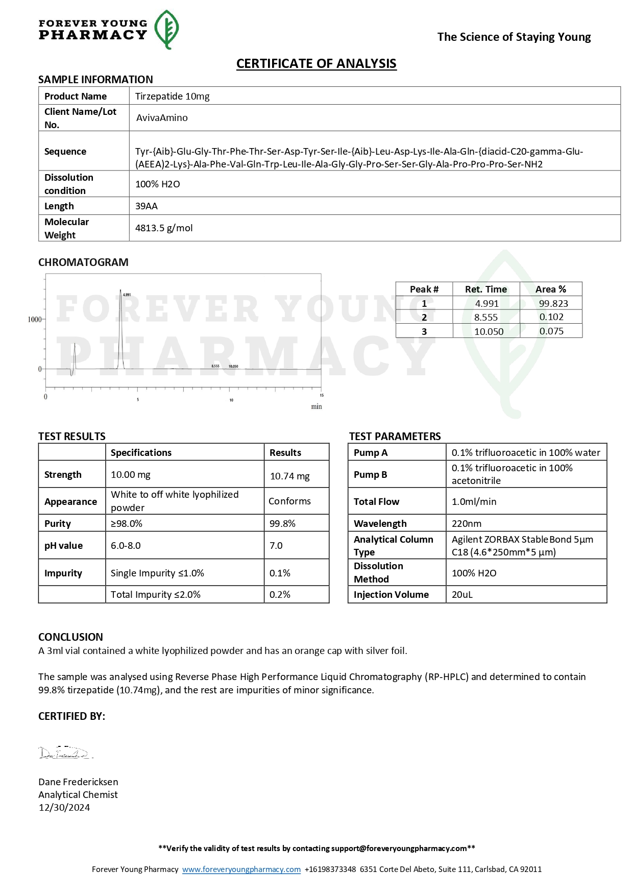 Tirzepatide 10mg - COA - AvivaAmino - 12.30.2024_page-0001